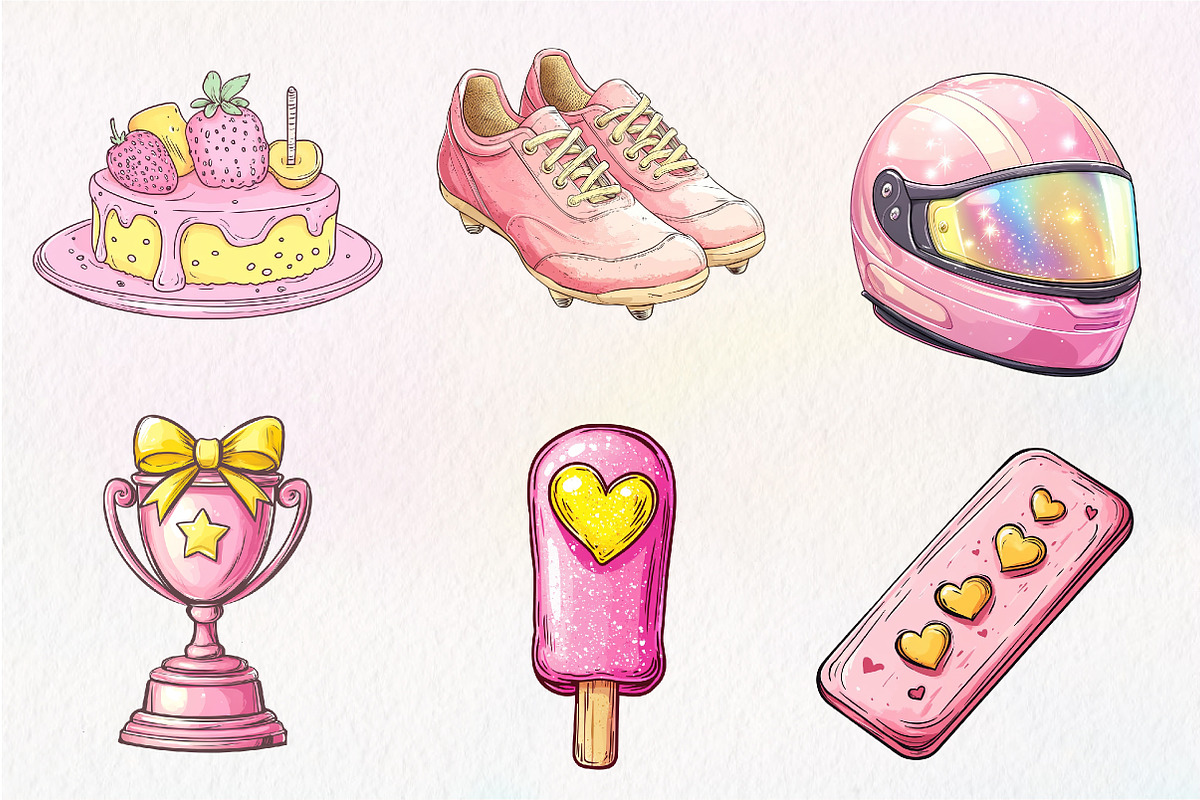 Retro Girly Baseball Clipart, an Illustration by CreationArt (Photo 5 of 5)