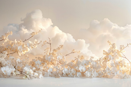 White Florals and Vines background, a Background Photo by Virgo Studio