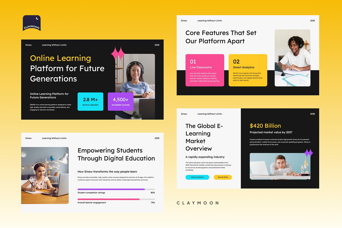 Online Learning Platform PowerPoint, a Presentation Template by Claymoon Lab (Photo 3 of 7)