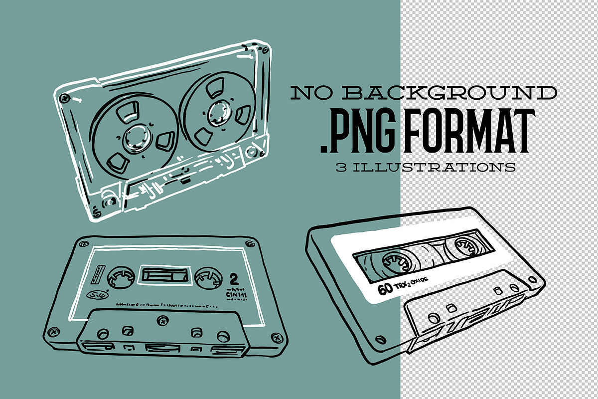 Hand drawn cassette tapes, an Object Illustration by Serifs & Whiskey (Photo 3 of 3)