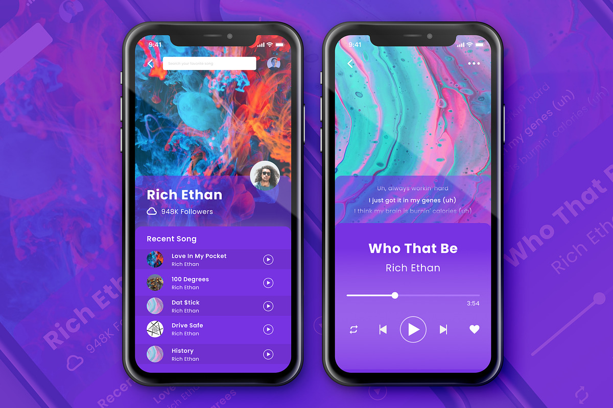 Music Player App Screen Concept, an App Template by Kreativ Space