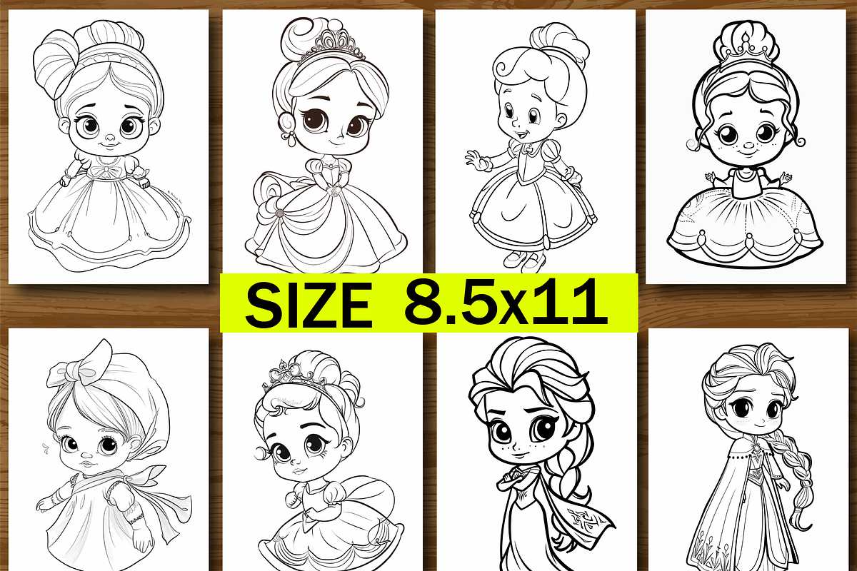 Princess Coloring Pages for Kids, an Illustration by Design Zone (Photo 4 of 7)