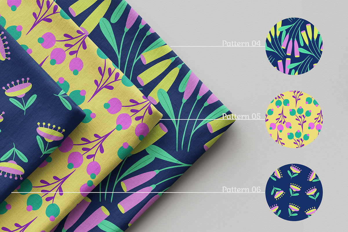 Bright Retro Floral Pattern Set, a Pattern Graphic by Asya Melkonyan Patterns (Photo 3 of 16)
