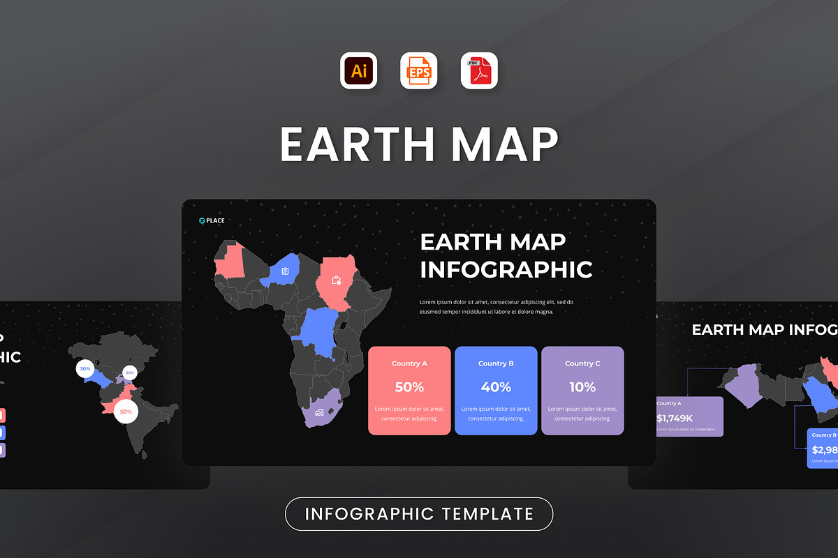 Earth Map Infographic, a Presentation Template by Antstheme (Photo 1 of 3)