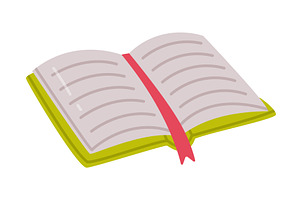 Opened hardback book with bookmark, an Education Illustration by TopVectors