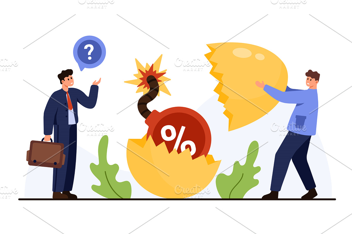 Businessmen Facing Economic Tariff, a Finance Illustration by Flashvector