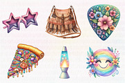 Kawaii 60s Groovy Clipart Bundle, an Illustration by CreationArt (Thumbnail 3 of 5)