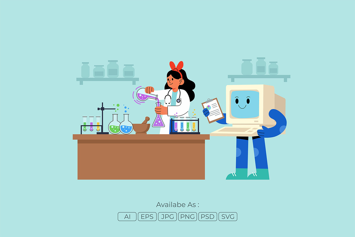 Medical Consultation with AI, a Healthcare Illustration by Partikusi Design (Photo 2 of 3)