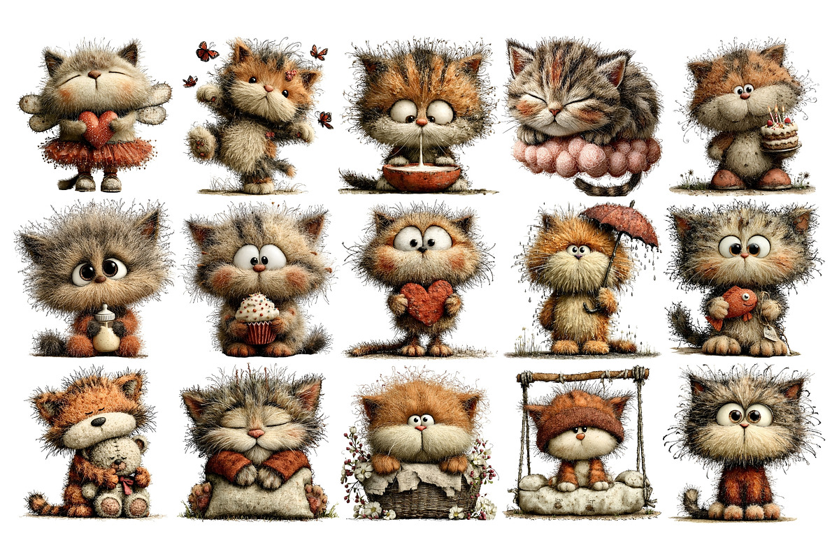 Fluffy Kitten Watercolor Clipart PNG, an Animal Illustration by Nicolle's Colorful Art (Photo 2 of 4)