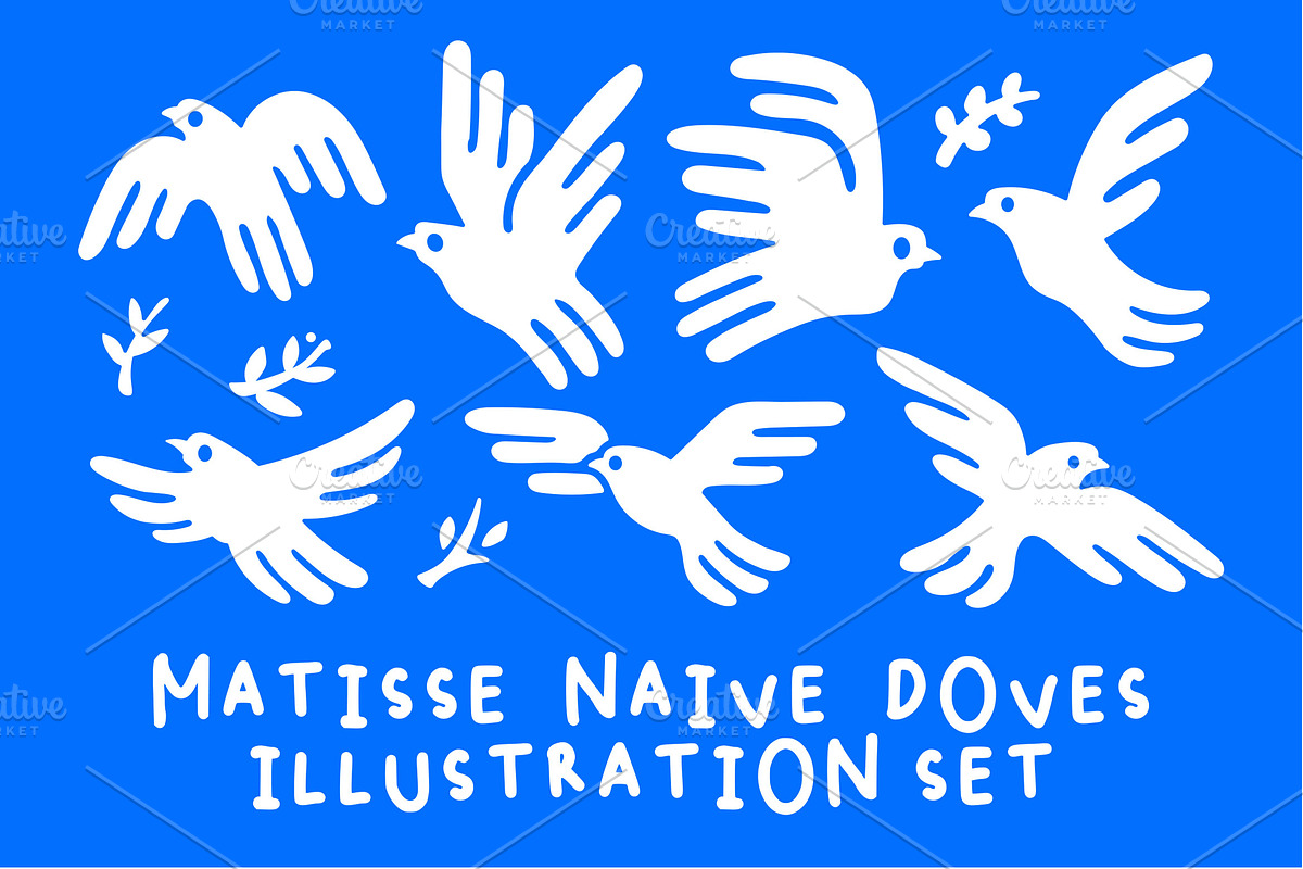 Dove Bird Matisse Illustration Set, an Animal Illustration by VASTARD STUDIO