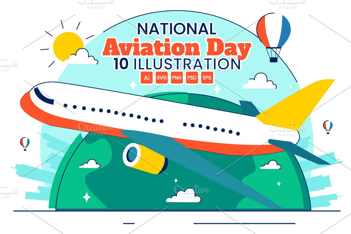 10 National Aviation Day Vector, a Transportation Illustration by denayunebgt (Photo 1 of 4)