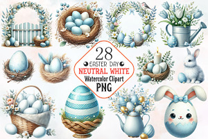Neutral white Easter clipart, an Illustration by RobertsArt