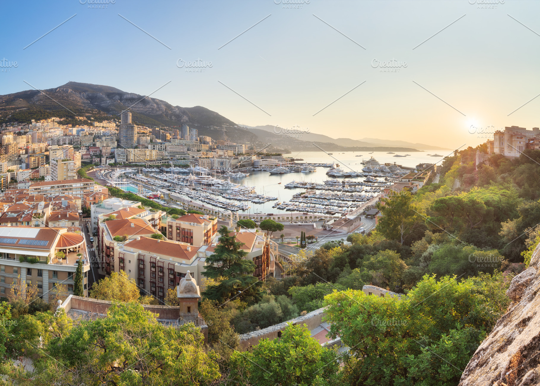 Monaco from above at sunrise on sunn stock photo containing monaco and, an Architecture Photo by sweet spot