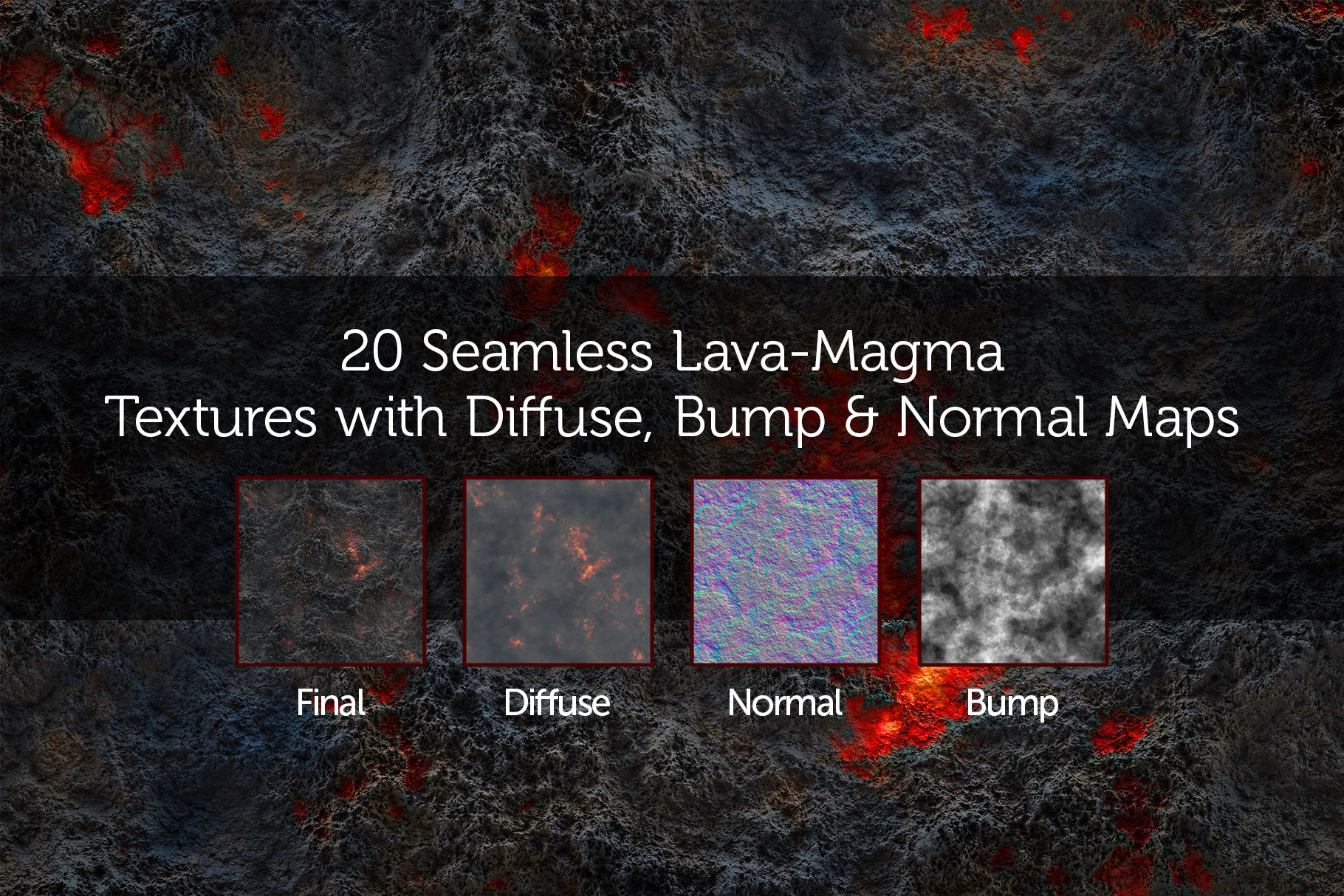 20 Seamless Lava, Magma Textures