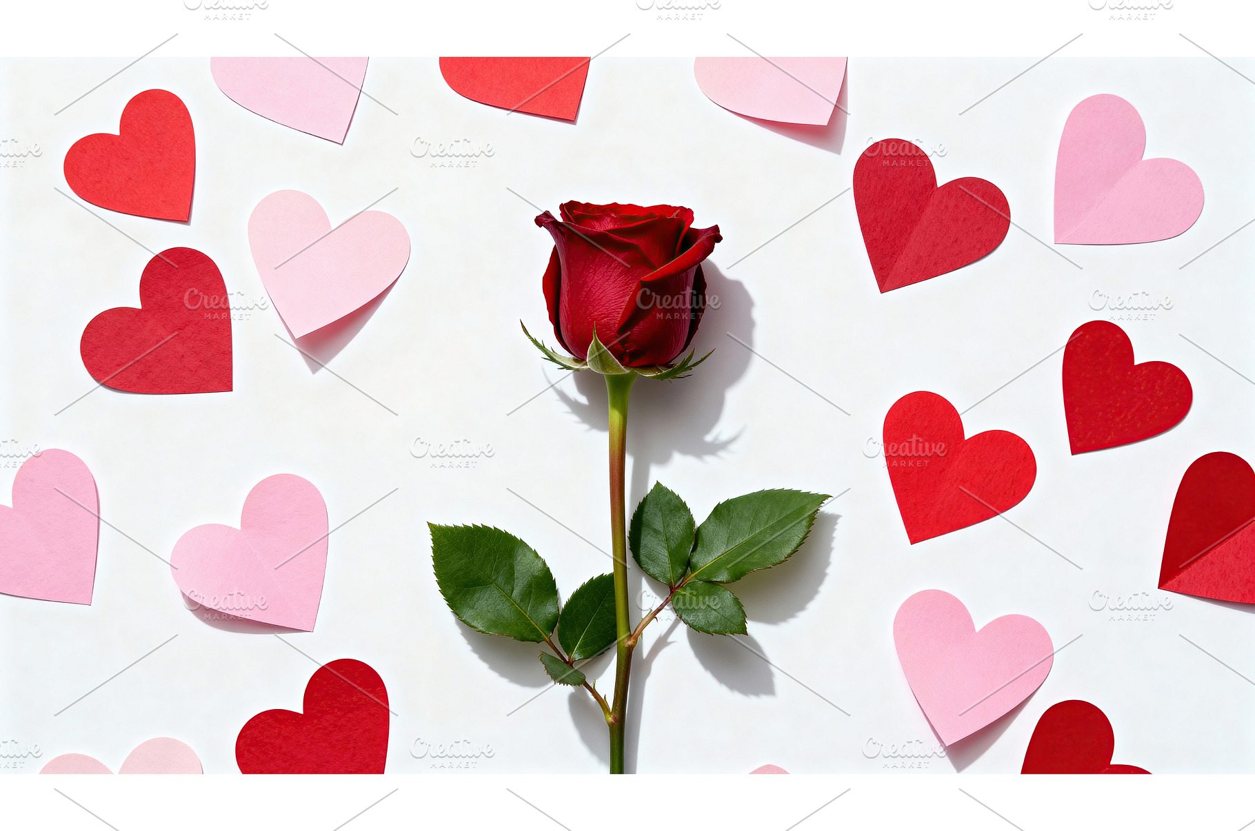 Red rose surrounded by pink and red, a Background Photo by tilialucida