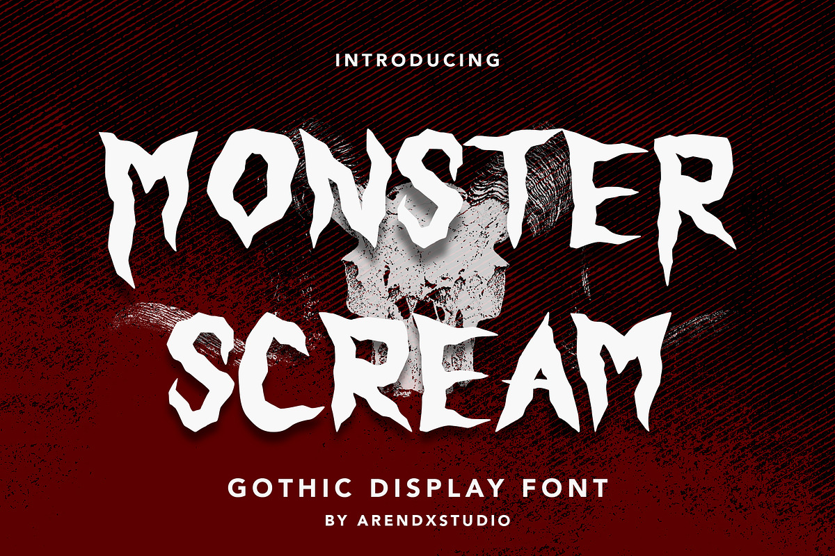 Monster Scream - Gothic Display Font, a Handwritten Font by Arendxstudio (Photo 1 of 9)