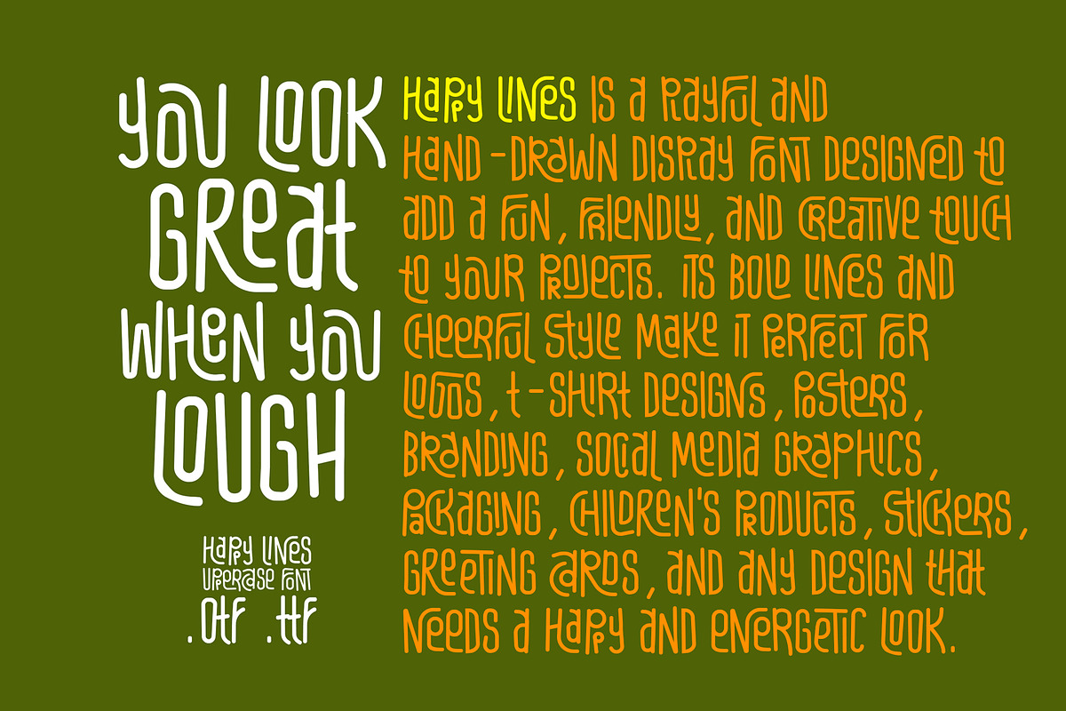 Happy Lines Uppercase Font, a Script Font by akropol (Photo 4 of 6)