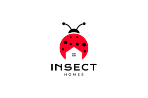 Insect Ladybug With Home Logo