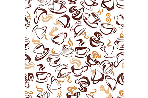 Coffee Cups Retro Pattern