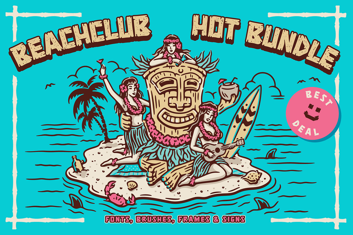 BEACHCLUB BUNDLE (FONT-BRUSH-FRAME), a Brush Add-On by ROYALCLUB (Photo 1 of 4)