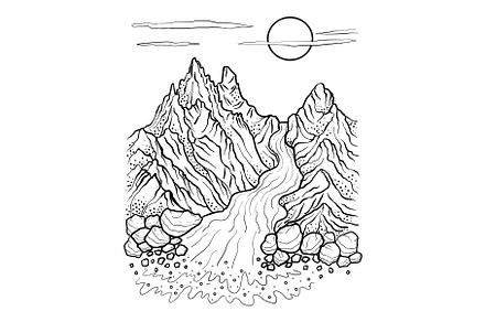 Mountain Glacier landscape., an Illustration by Vector illustrations