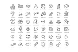 Core values line icons, an Outline Icon by Tettygreen