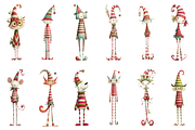 Quirky Christmas Clipart Characters, a Seasonal Illustration by Print Haven Mochi Vintage (Thumbnail 3 of 7)