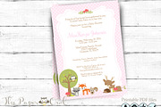 Woodland Baby shower pink invite, an Invitation Template by ThePaperOwl (Thumbnail 3 of 3)