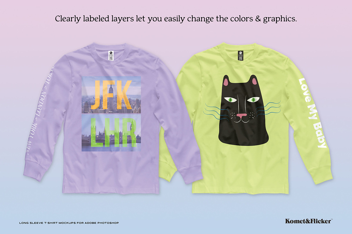 Long Sleeve T-shirt Mockups, a Shirt Mockup by Komet & Flicker (Photo 2 of 12)
