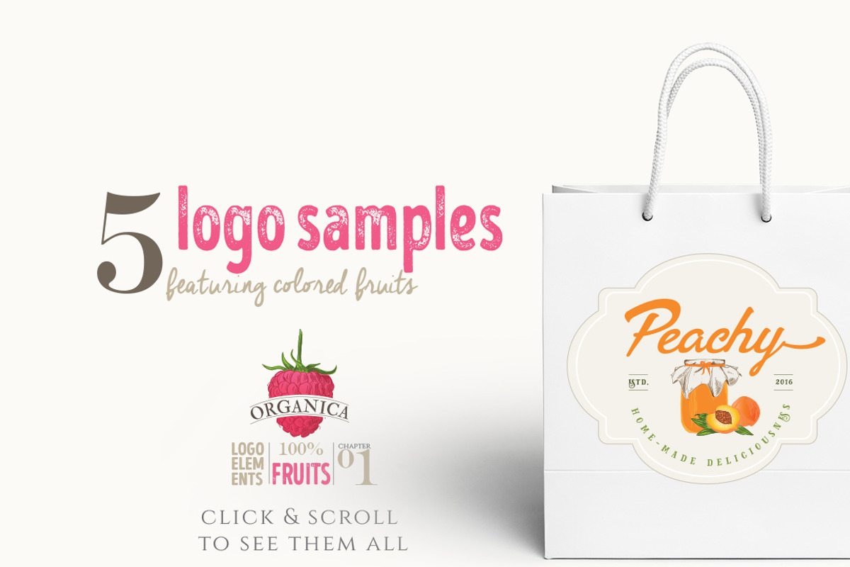 ORGANIC LOGO ELEMENTS – FRUITS, an Illustration by Friendly Label (Photo 5 of 5)