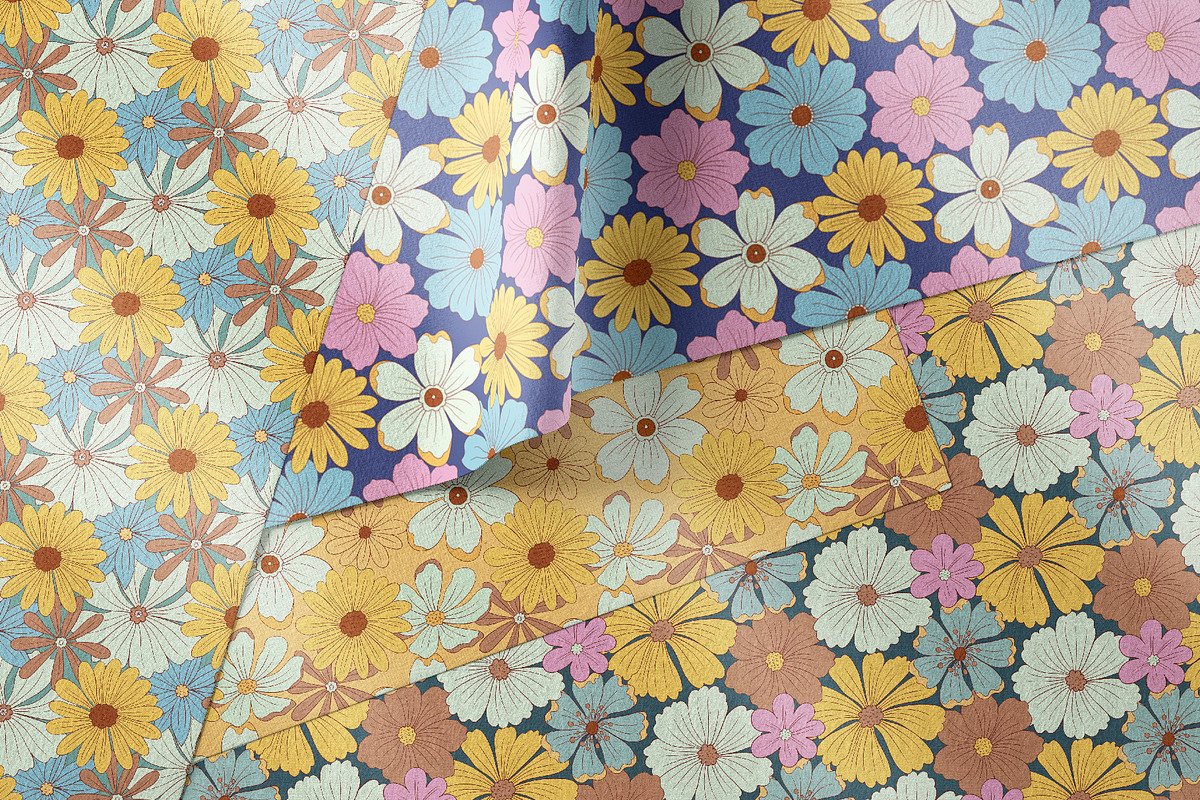 Wild Retro Floral Seamless Patterns, a Pattern Graphic by Tiger and Flower (Photo 7 of 20)
