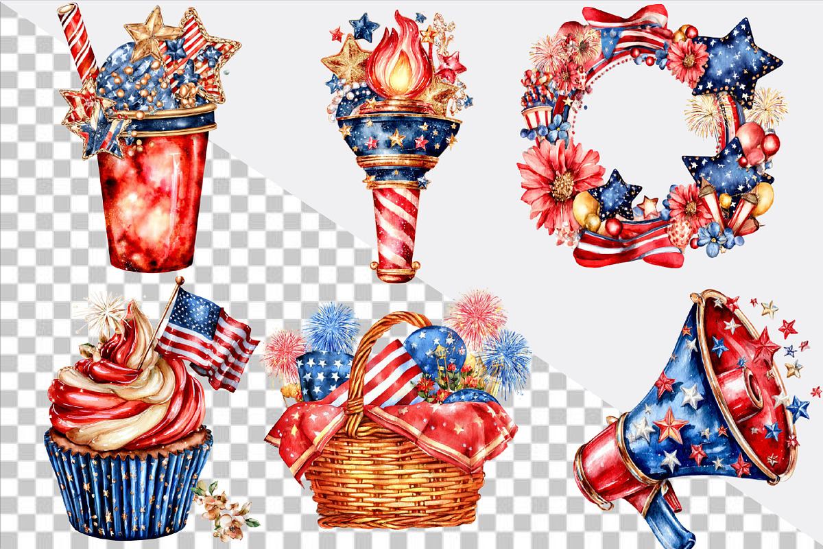 4th of July Patriotic Png Clipart Bu, an Illustration by SVGArt (Photo 2 of 9)