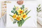 Watercolor Yellow Daffodil Flower, a Seasonal Illustration by SVGArt (Thumbnail 2 of 2)