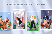 Giant people in city. Urban cards, a Person Illustration by Good Studio (Thumbnail 1 of 5)