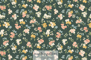 Dark cottage floral pattern, a Pattern Graphic by Pink Studio Art