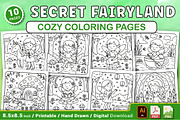 Secret Fairyland Cozy Coloring Pages, a Decorative Illustration by Design Station (Thumbnail 1 of 4)