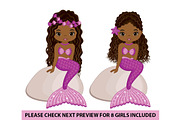 Vector Beautiful Mermaid Clipart, an Illustration by TheCreativeMill (Thumbnail 3 of 6)