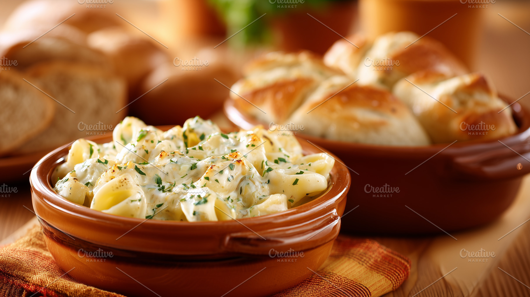 Creamy tortellini pasta with herbs, a Food & Drink Photo by MistyDay