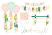 watercolor balloon tassels clipart, a Graphic by Freshmint Paperie (Thumbnail 1 of 2)