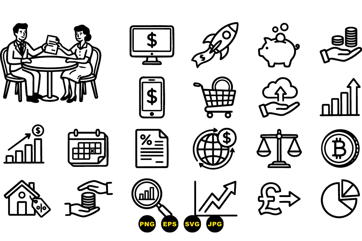 Business Finance Icon Vector Set, an Illustration by designvectx (Photo 3 of 3)