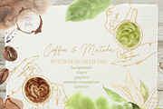 Coffee And Matcha Watercolor, an Object Graphic by Cat In Colour (Thumbnail 1 of 10)