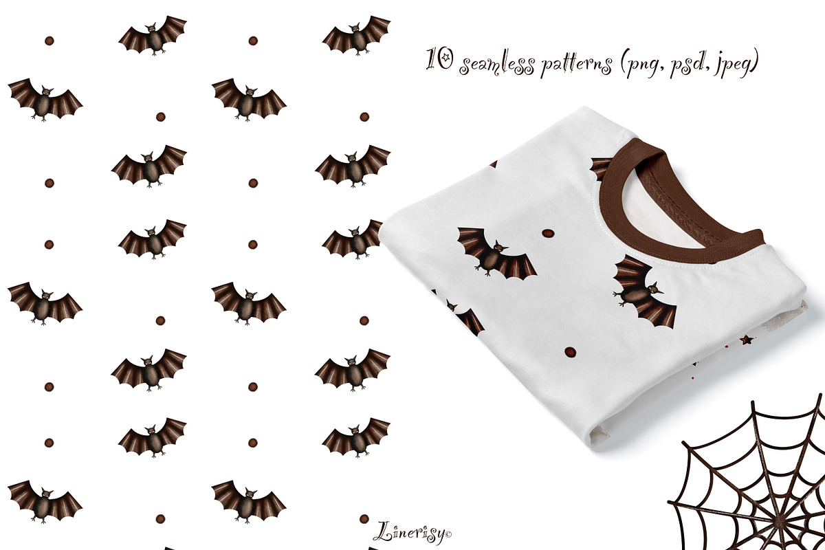 Halloween- illustration and patterns, an Illustration by Linerisyart (Photo 5 of 11)