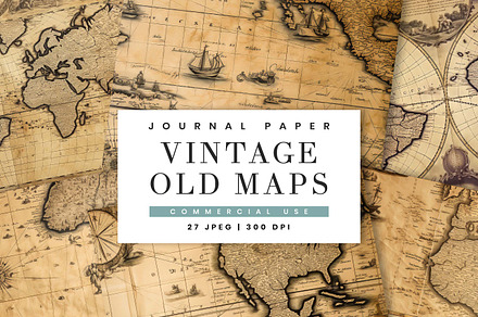 Junk Journal Vintage Old Maps Paper, a Background Graphic by BusyDaydesign