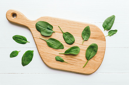 Wooden cutting board with leaves, a Food & Drink Photo by Lenor4ik