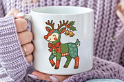 Patchwork Christmas Reindeer Preppy, an Illustration by CraftArtStudio (Thumbnail 3 of 4)