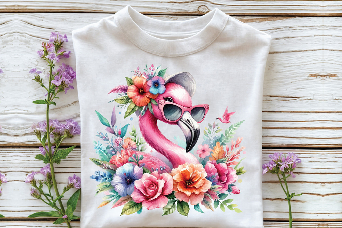 Summer Flamingo Garden Clipart, an Illustration by CraftArtStudio (Photo 2 of 6)