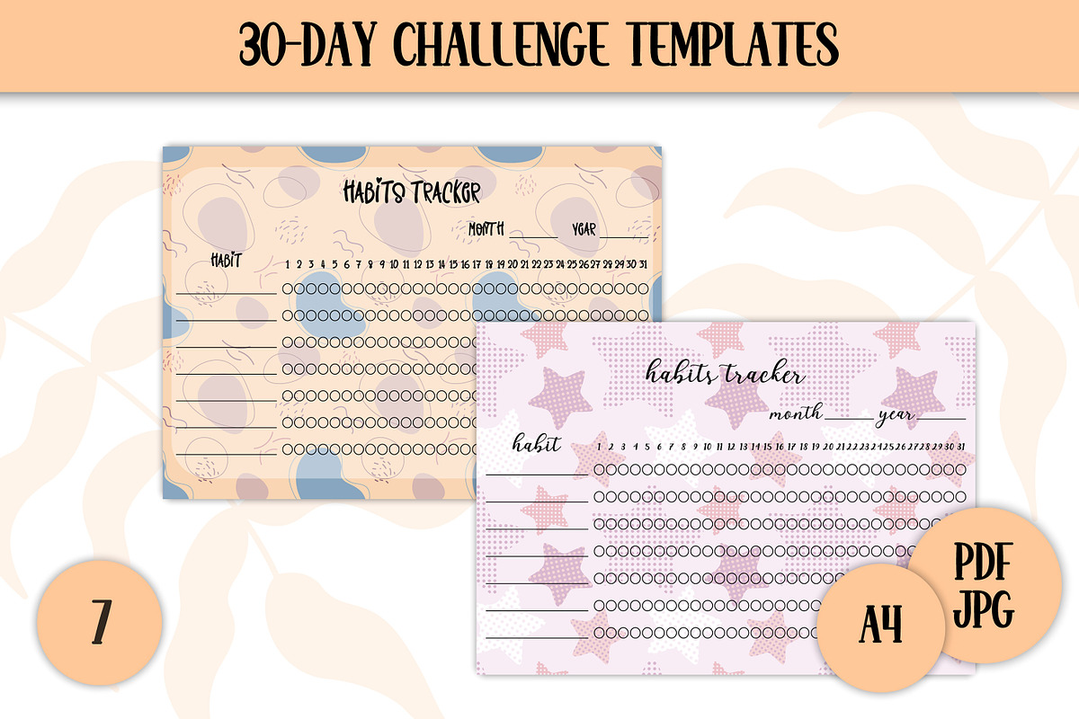 Habits Trackers Templates A4 PDF, a Stationery Template by AnnaViolet_store (Photo 9 of 9)