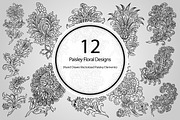 12 Paisley Floral Designs (Vector), an Object Graphic by BIOWORKZ (Thumbnail 1 of 5)