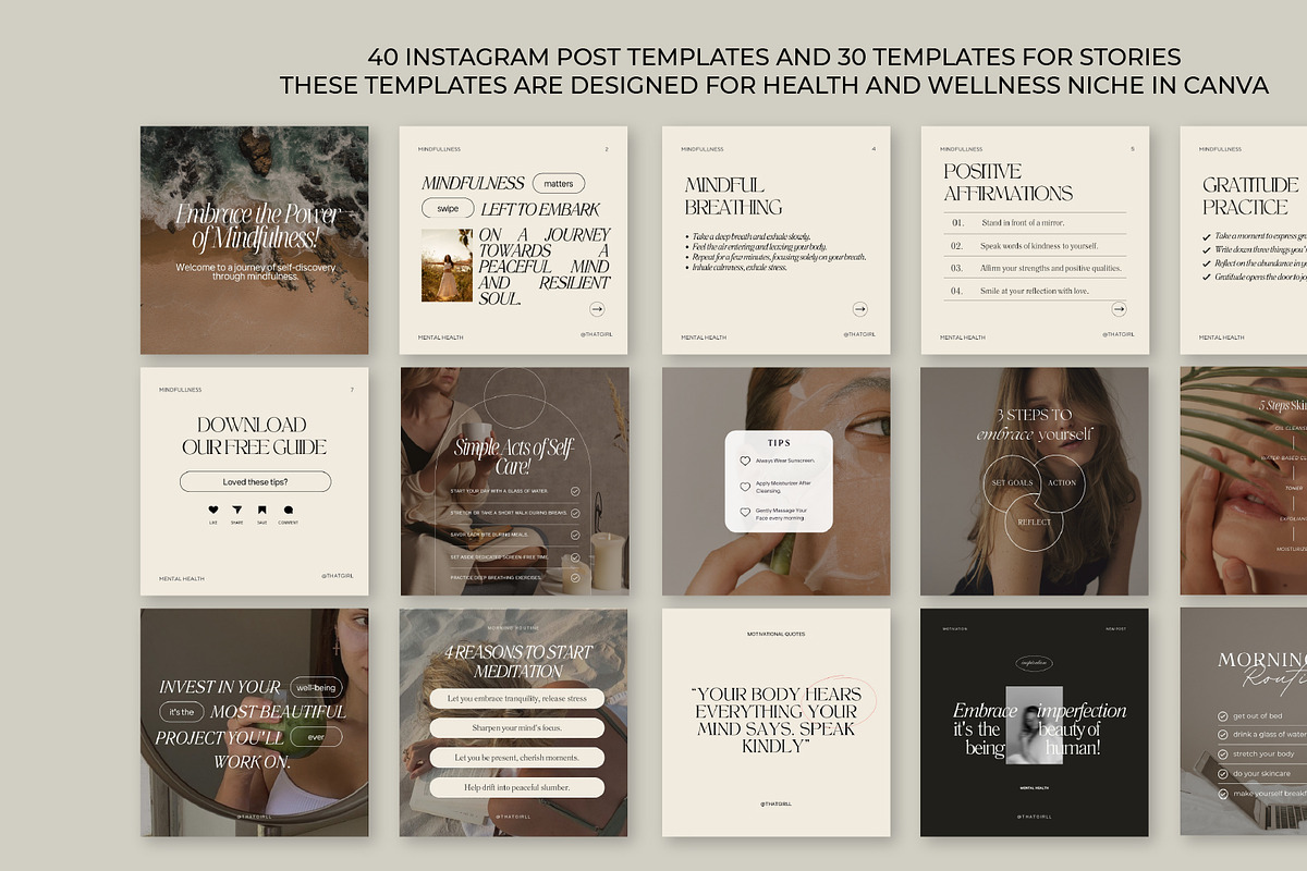 Health & Wellness Instagram Template, a Social Media Template by Design By Hira (Photo 3 of 6)