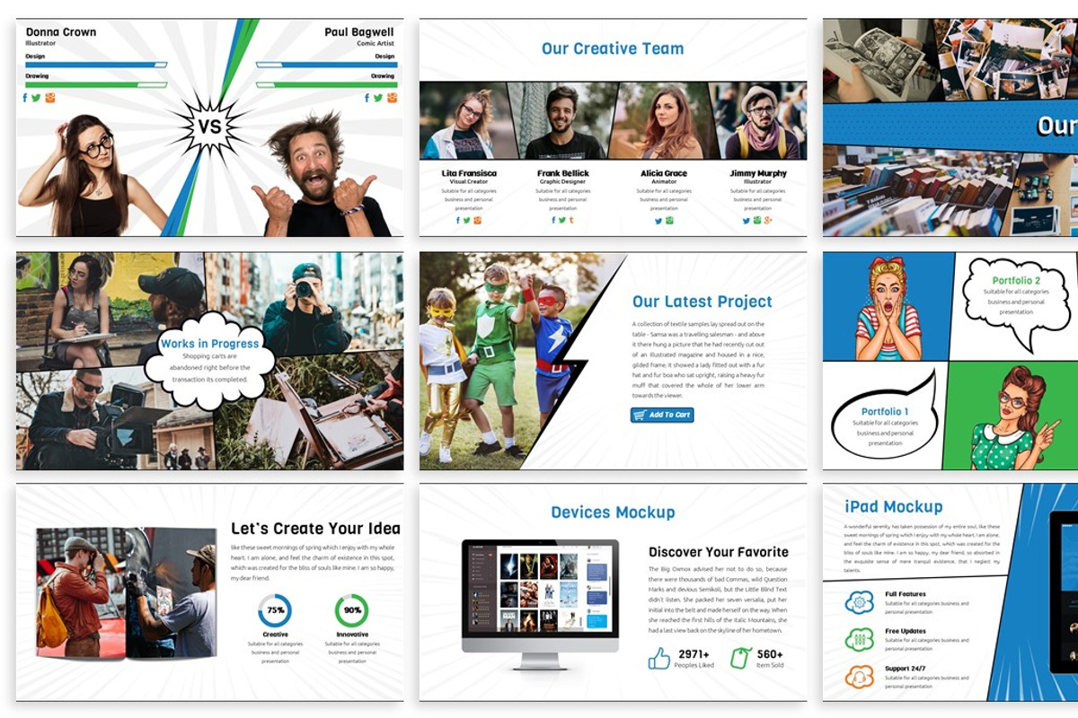 Comic - Fun Google Slides, a Presentation Template by SlideFactory